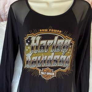 Harley-Davidson Black Long Sleeve Sexy Sheer Women's Top Medium